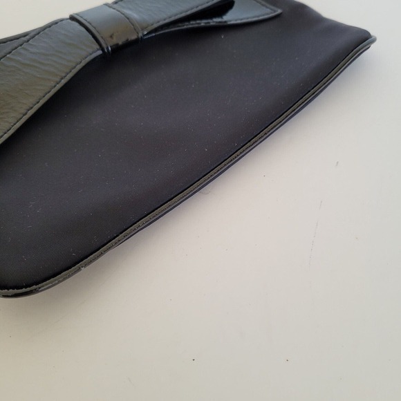 Kate Spade Wristlet Black Clutch Wallet Zip Pouch Bow Nylon Evning Glam Small - Picture 4 of 6